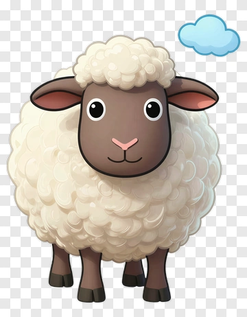 Cartoon Sheep With A Cloud PNG