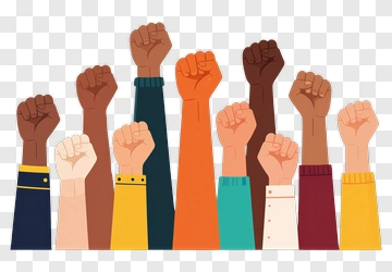 Diverse Raised Fists In Unity PNG