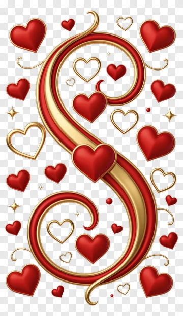 Red Heart Swirl Decoration PNG