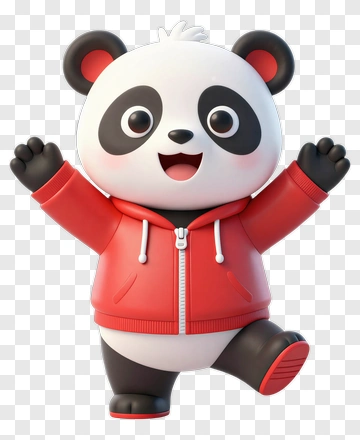 Happy Cartoon Panda Wearing A Red Hoodie PNG