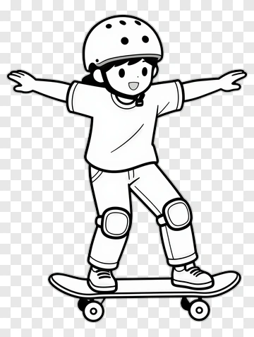 Cartoon Boy Skateboarding PNG