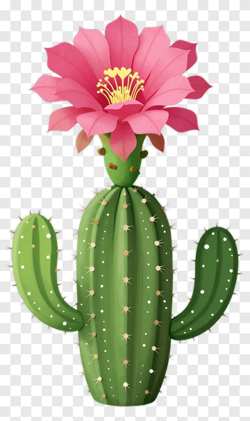 Cactus With Pink Flower PNG