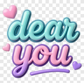 Dear You Text With Hearts PNG