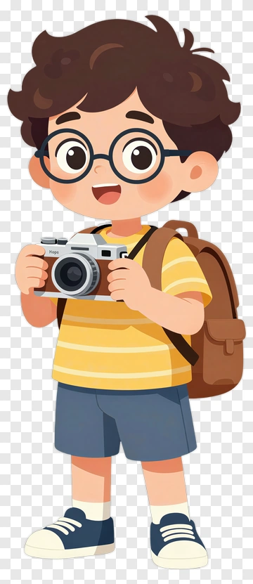 Cartoon Boy Holding A Camera PNG