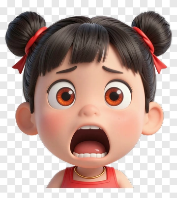 Surprised Girl With Pigtails PNG
