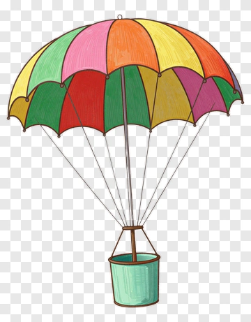 Colorful Parachute With Bucket PNG