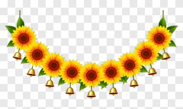 Sunflower Garland With Bells PNG