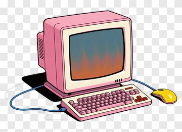 Pink Computer With Keyboard And Mouse PNG