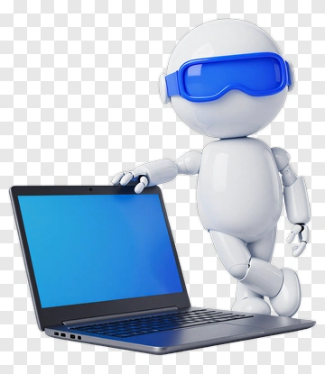 3D Robot With Laptop PNG