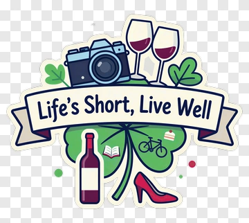 Life's Short, Live Well Design With Camera And Wine Glasses PNG