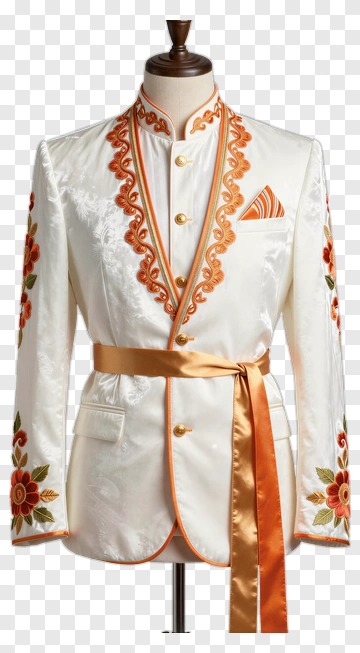 Embroidered White Suit Jacket PNG