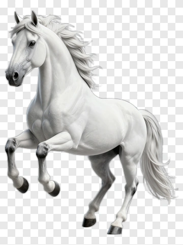 3D White Horse Running PNG