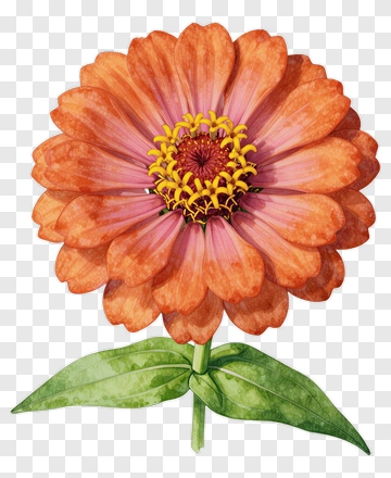 Orange Flower With Green Leaves PNG