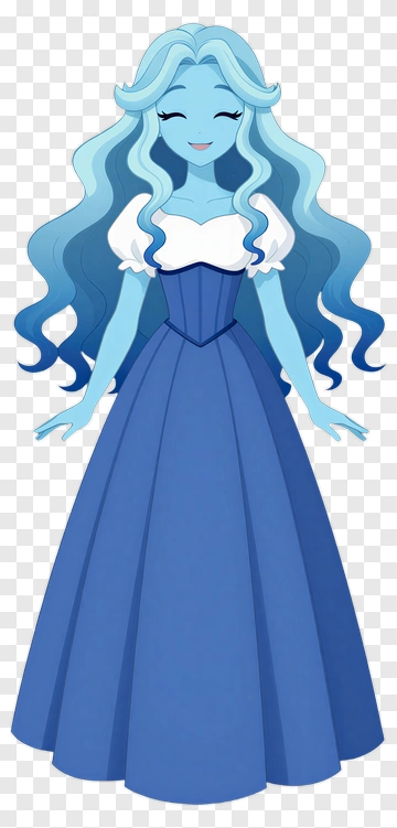 Cartoon Ice Princess In A Blue Dress PNG