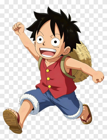 Cartoon Boy Running With Straw Hat PNG