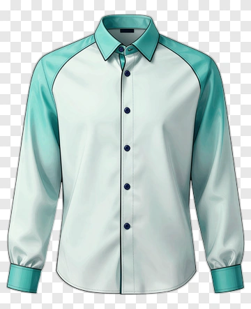 Men's Button-Up Shirt With Teal Accents PNG