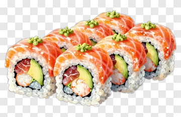 Sushi Roll With Salmon And Avocado PNG