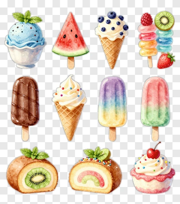 Colorful Ice Cream Desserts And Treats PNG