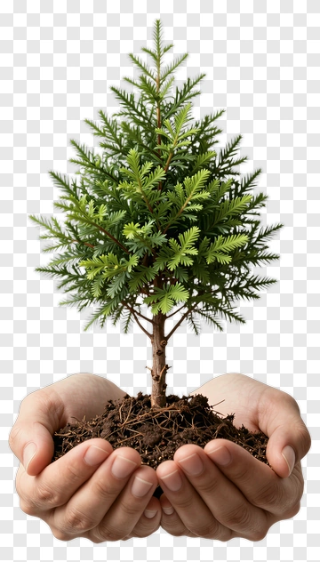 Hands Holding A Small Green Tree PNG