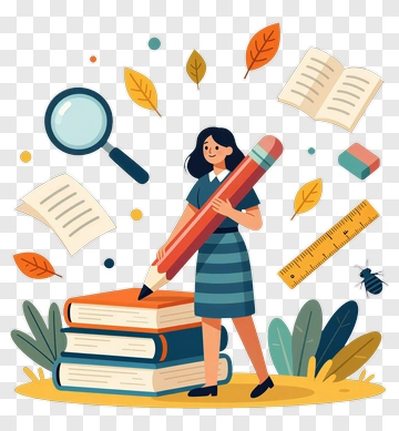 Student Writing With A Giant Pencil PNG