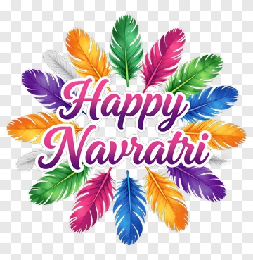 Colorful Feathers With Happy Navratri Text PNG