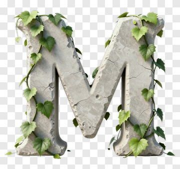 Stone Letter M Covered In Ivy PNG