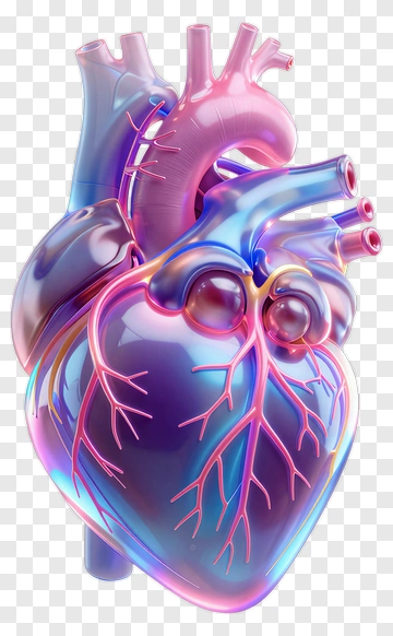 3D Heart With Vascular System PNG