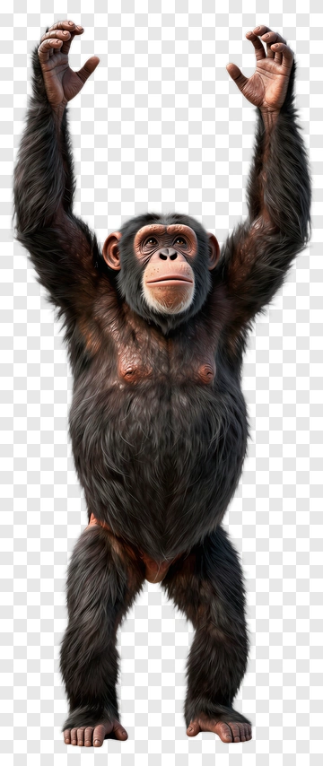 3D Monkey Standing With Arms Raised PNG
