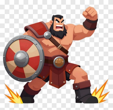 Cartoon Warrior With Shield And Sword PNG