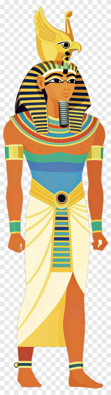 Egyptian Pharaoh With Falcon Headdress PNG