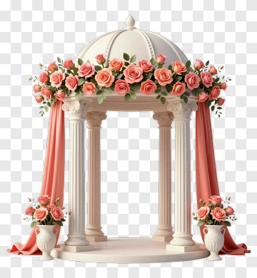 Elegant Wedding Arch With Flowers PNG