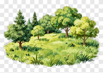 Lush Green Forest With Various Trees PNG