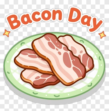 Bacon Day Celebration With Slices Of Bacon PNG