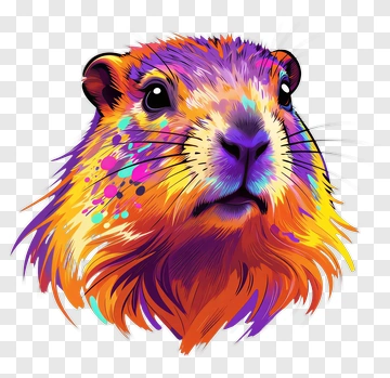 Colorful Groundhog Head Illustration PNG