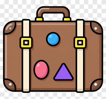 Cartoon Suitcase With Geometric Shapes PNG
