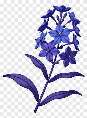 Purple Flower With Leaves PNG