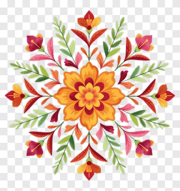 Colorful Floral Mandala Design PNG