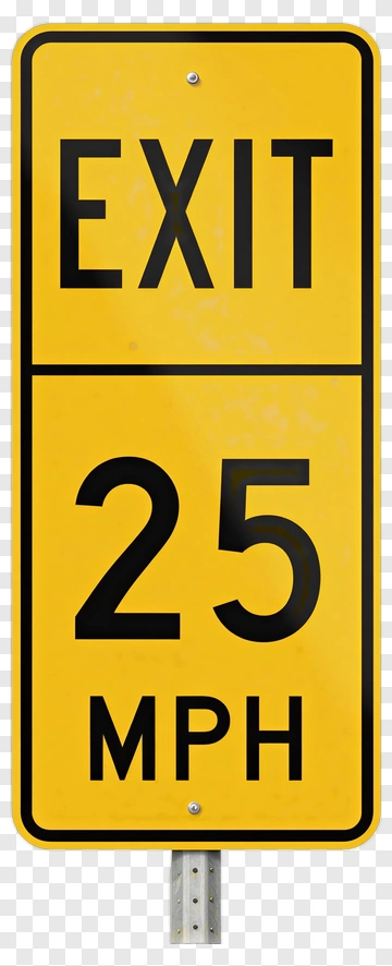 Exit Sign With Speed Limit Of 25 Mph PNG