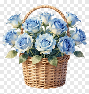 Blue Rose Basket PNG