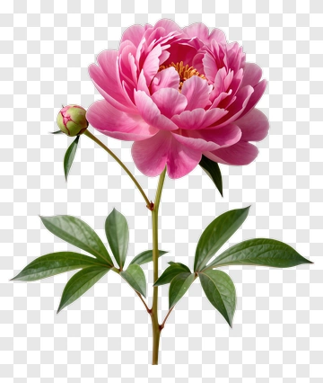 Pink Peony Flower With Bud PNG