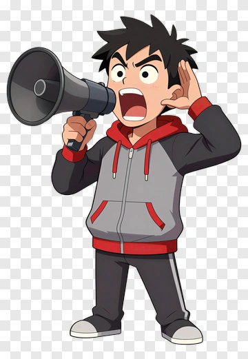 Cartoon Boy Holding A Megaphone PNG