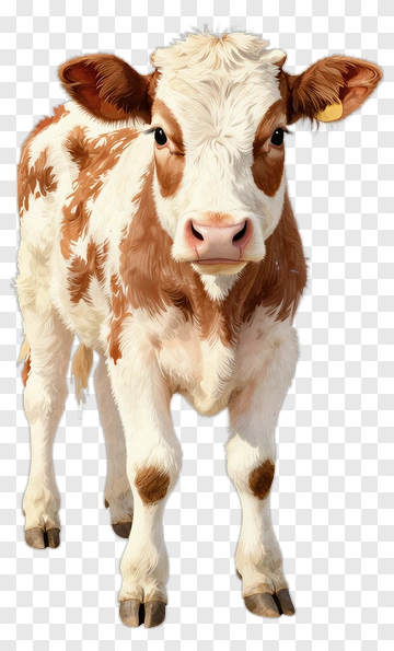 Realistic Cow With Brown And White Spots PNG