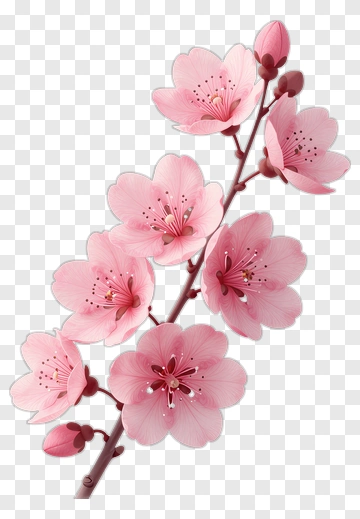 Pink Cherry Blossom Branch PNG