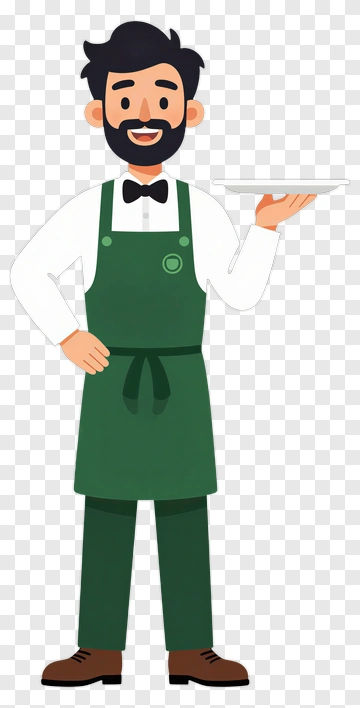 Cartoon Waiter Holding A Plate PNG