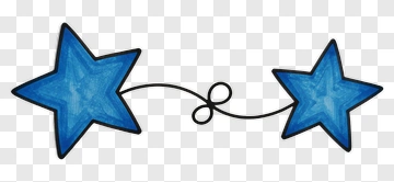 Blue Stars Connected By A Curly Line PNG
