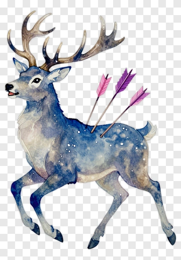 Watercolor Deer With Arrows PNG