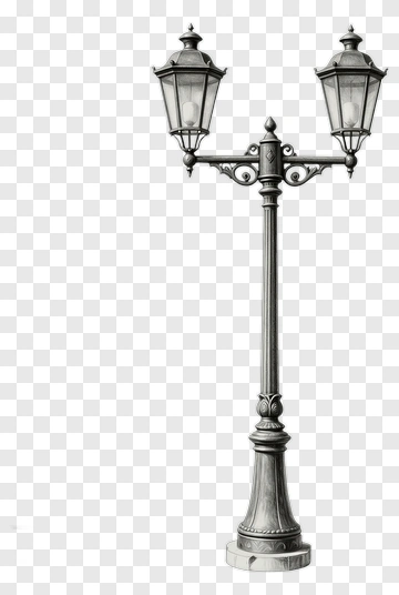 Vintage Street Lamp With Two Lanterns PNG