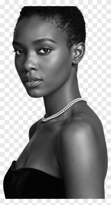 Black And White Portrait Of A Woman Wearing A Necklace PNG
