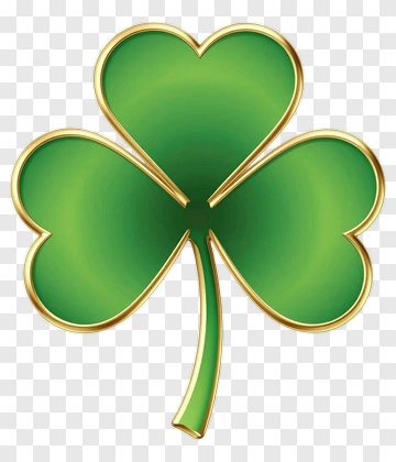 Green Shamrock With Gold Outline PNG