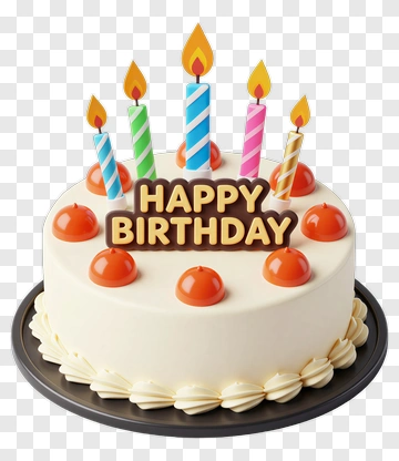Birthday Cake With Candles And Happy Birthday Text PNG